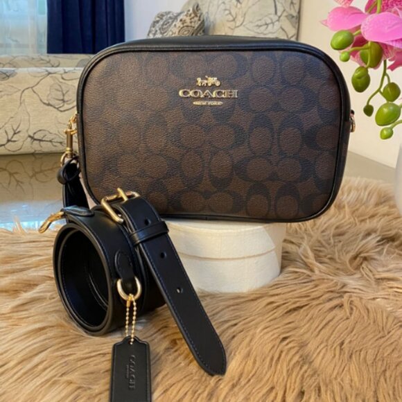 Coach Jamie Camera Bag In Signature Canvas CA547 Brown Black - Picture 3 of 5